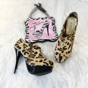 Rouge Helium Sexy Leopard Print Stilettos Platform